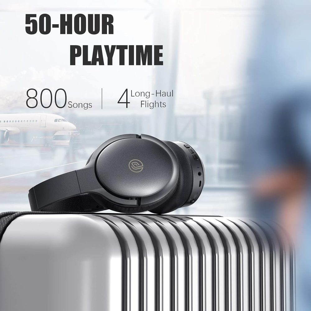 Active Noise Cancelling Headphones, 100H Playtime Headphones Wireless Bluetooth, Bluetooth Headphone with Mic, Over Ear Wireless Headphone with Deep Bass,Fast Charging for Travel (Midnight) - Image 3