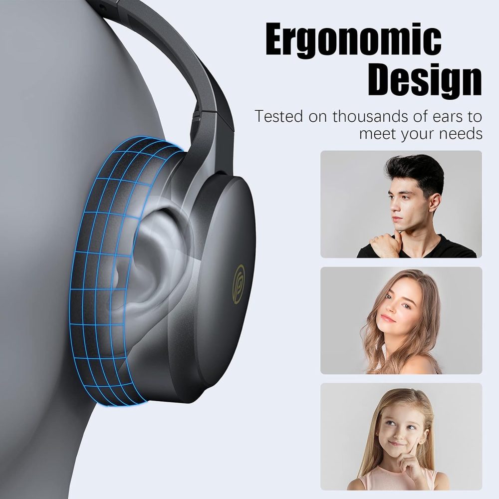 Active Noise Cancelling Headphones, 100H Playtime Headphones Wireless Bluetooth, Bluetooth Headphone with Mic, Over Ear Wireless Headphone with Deep Bass,Fast Charging for Travel (Midnight) - Image 4