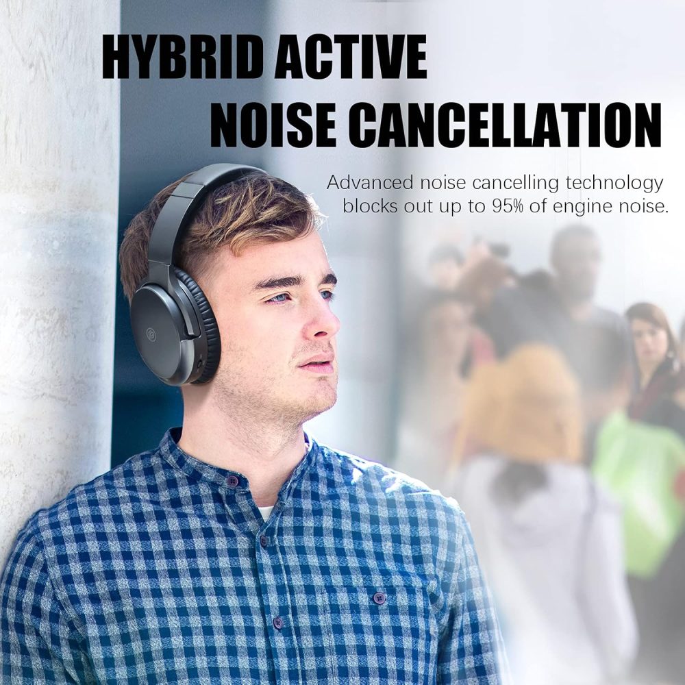 Active Noise Cancelling Headphones, 100H Playtime Headphones Wireless Bluetooth, Bluetooth Headphone with Mic, Over Ear Wireless Headphone with Deep Bass,Fast Charging for Travel (Midnight) - Image 5