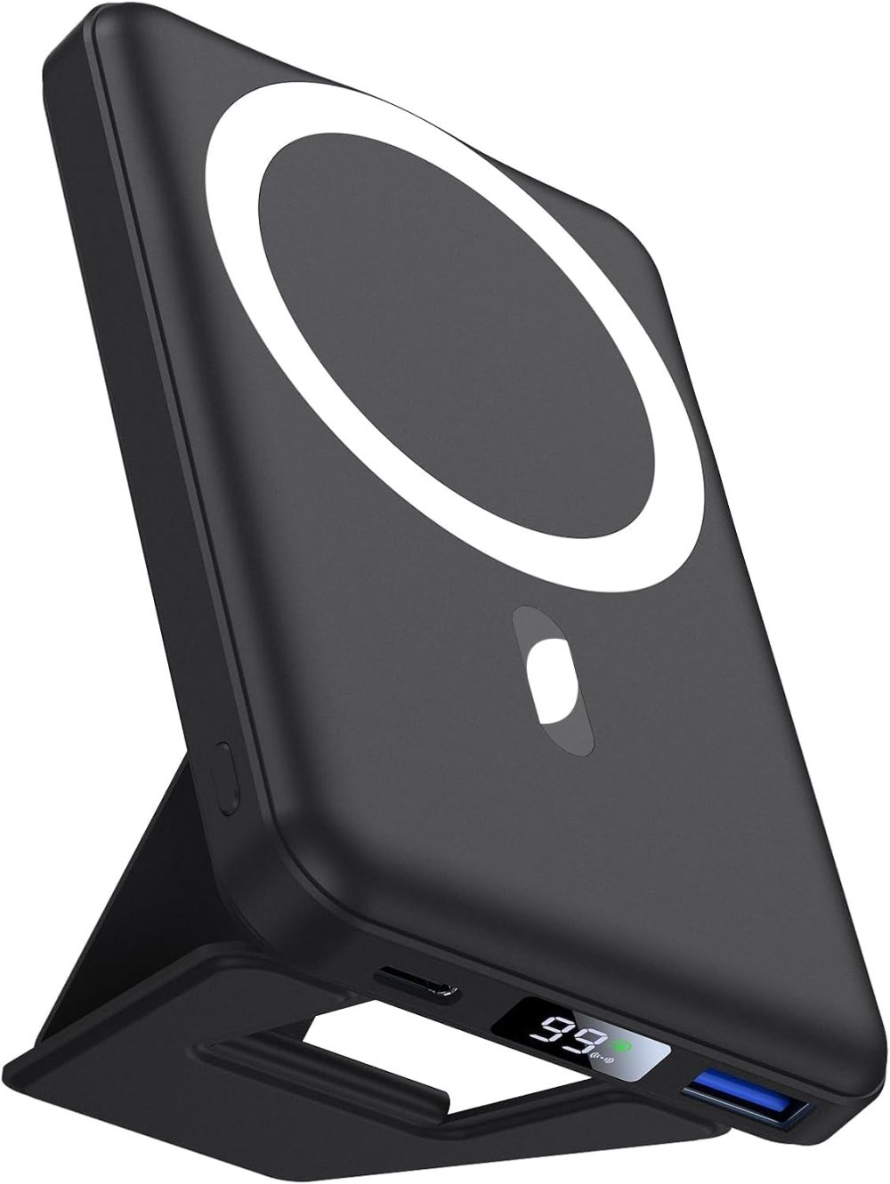 AOGUERBE Magnetic Power Bank, 10000mAh Foldable Wireless Portable Charger with USB-C Cable LED Display, for Mag-Safe Battery Pack 22.5W PD Fast Charging for iPhone 16/15/14/13/12 Pro/Pro Max/Plus/Mini
