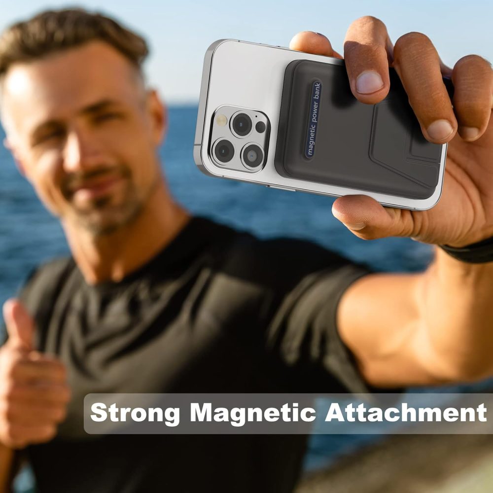 AOGUERBE Magnetic Power Bank, 10000mAh Foldable Wireless Portable Charger with USB-C Cable LED Display, for Mag-Safe Battery Pack 22.5W PD Fast Charging for iPhone 16/15/14/13/12 Pro/Pro Max/Plus/Mini - Image 4