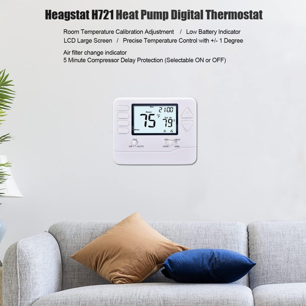 H721 Non-Programmable Heat Pump Thermostat, 2 Heat/1 Cool, with 4.5 sq. Inch Display - Image 2