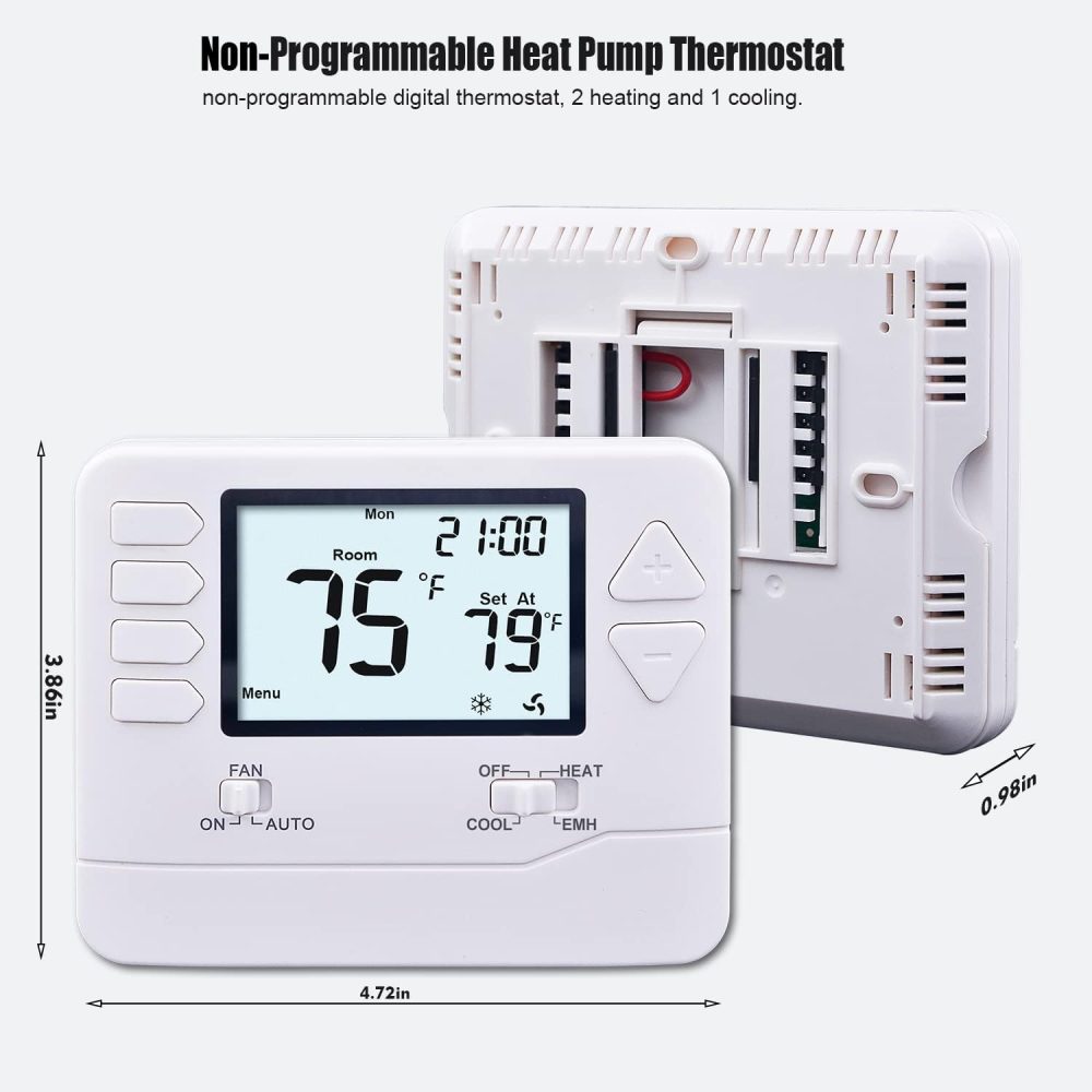 H721 Non-Programmable Heat Pump Thermostat, 2 Heat/1 Cool, with 4.5 sq. Inch Display - Image 3