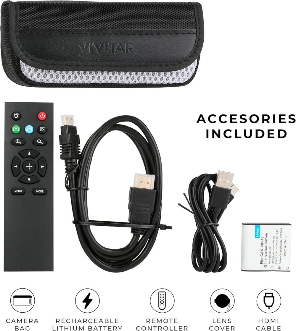 Vivitar 4K Video Camera, Wi-Fi Ultra HD Camcorder with 18x Digital Zoom, 3” IPS Touchscreen Video Recorder with Night Vision, Vlogging Camera with 3.5mm Microphone Jack, Rechargeable, SD Card Slot - Image 2