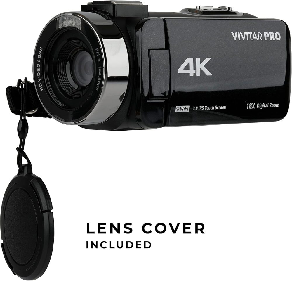 Vivitar 4K Video Camera, Wi-Fi Ultra HD Camcorder with 18x Digital Zoom, 3” IPS Touchscreen Video Recorder with Night Vision, Vlogging Camera with 3.5mm Microphone Jack, Rechargeable, SD Card Slot - Image 6